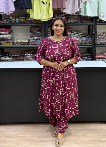 ALINE KURTI PLAZO  (HEAVY RAYON)