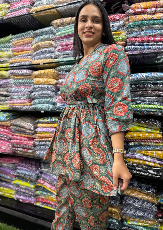 PURE COTTON ROUND TUNIC  WITH PANT