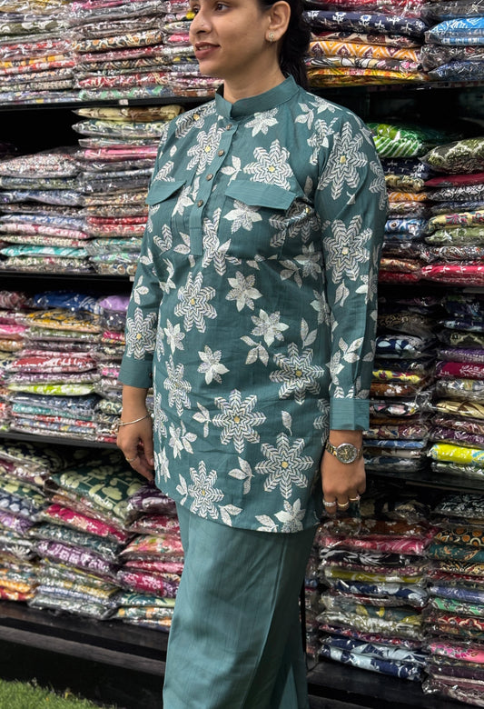 STRAIGHT TUNIC & PLAZO (VERTICAN(POLY COTTON))