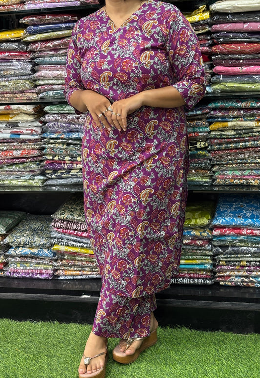 STRAIGHT KURTI-PLAZO (PURE CAMRIC COTTON)