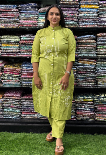 EMBROIDERY STRAIGHT KURTI-PANT (PURE COTTON)