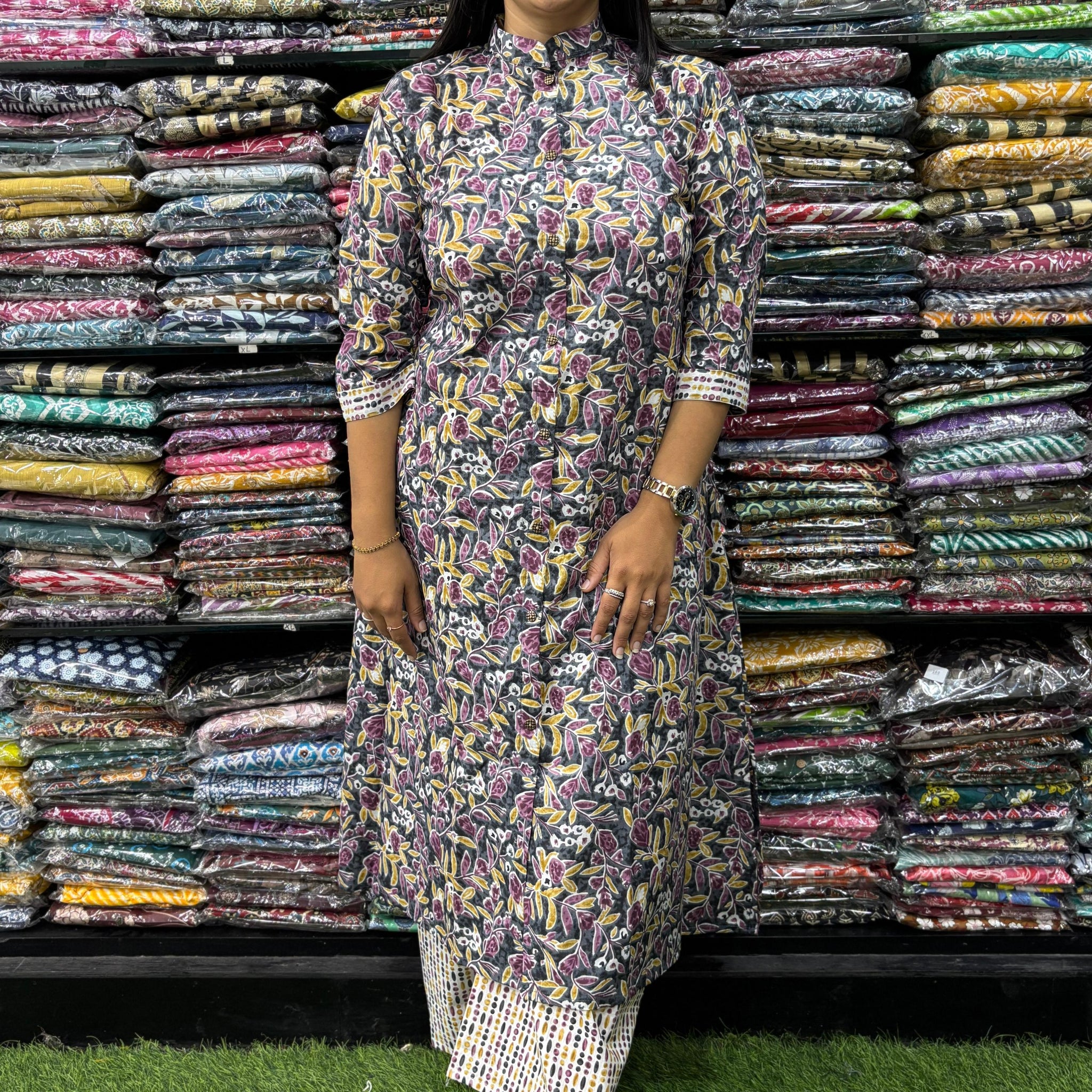 PURE COTTON ALINE CHINESE KURTI  WITH PLAZO