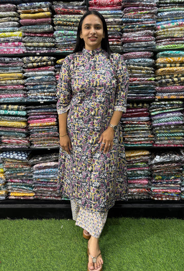 PURE COTTON ALINE CHINESE KURTI  WITH PLAZO
