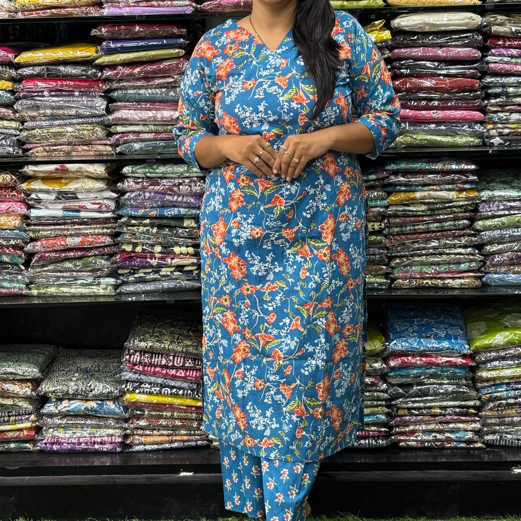 STRAIGHT KURTI-PLAZO (PURE CAMRIC COTTON)