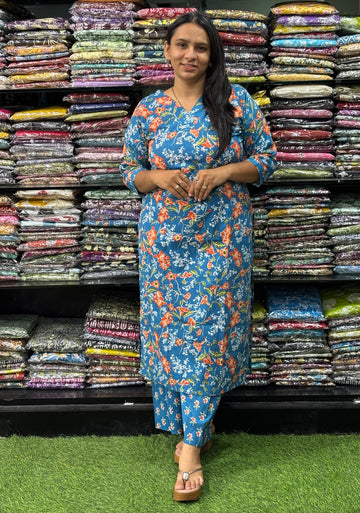 STRAIGHT KURTI-PLAZO (PURE CAMRIC COTTON)