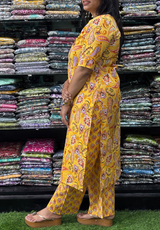 STRAIGHT KURTI-PLAZO (PURE CAMRIC COTTON)