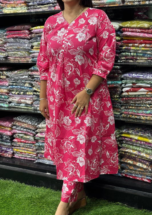 ALINE KURTI-PANT (EXPORT CAMRIC COTTON)