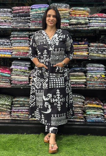 ALINE KURTI-PANT (PURE COTTON,V-NECK,WORK)