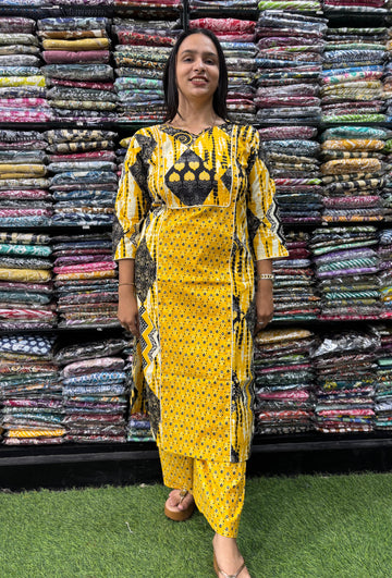 PURE COTTON STRAIGHT KURTI WITH PLAZO