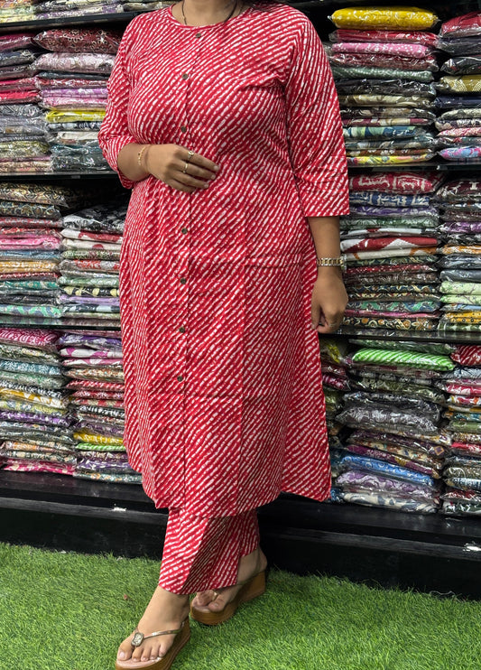 ALINE KURTI WITH PLAZO (PURE CAMRIC COTTON)