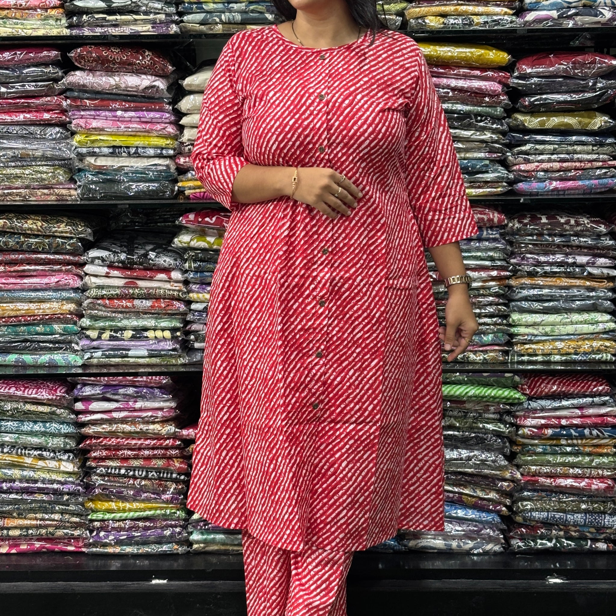 ALINE KURTI WITH PLAZO (PURE CAMRIC COTTON)