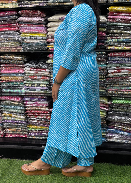 ALINE KURTI WITH PLAZO (PURE CAMRIC COTTON)