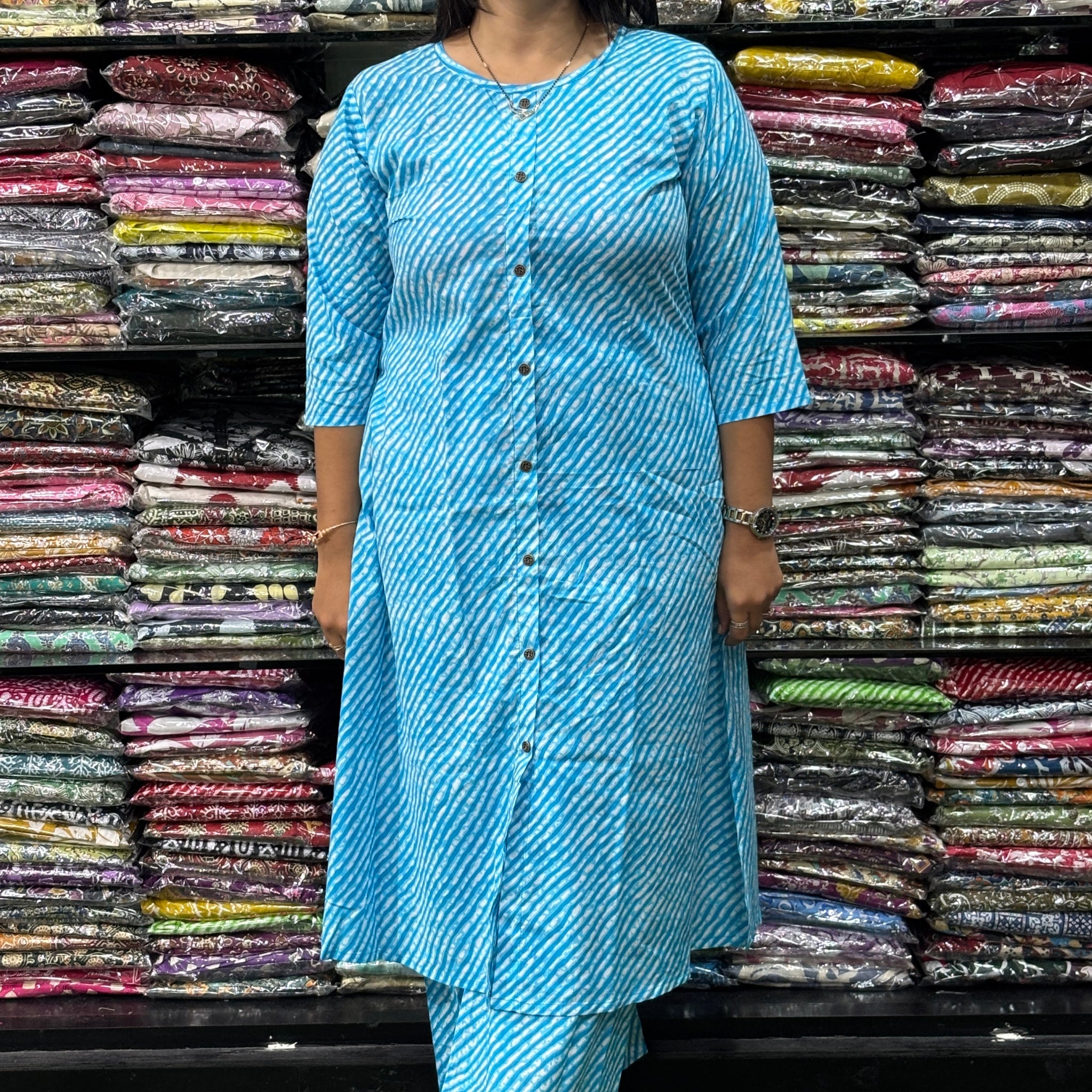 ALINE KURTI WITH PLAZO (PURE CAMRIC COTTON)