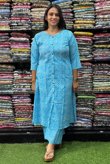 ALINE KURTI WITH PLAZO (PURE CAMRIC COTTON)