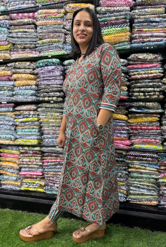 PURE COTTON ALINE KURTI WITH PANT