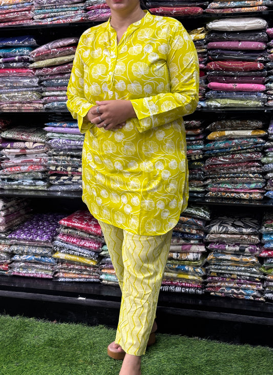 STRAIGHT TUNIC-PANT (PURE CAMRIC COTTON)