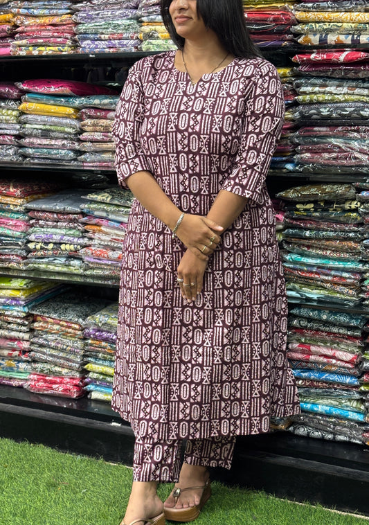 ALINE KURTI-PANT (PURE CAMRIC COTTON)