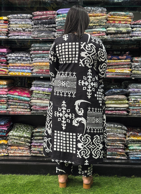 ALINE KURTI-PANT (PURE COTTON,V-NECK,WORK)