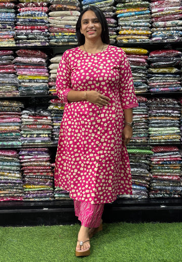 ALINE KURTI WITH PLAZO (PURE CAMRIC COTTON)