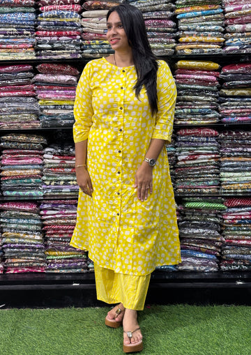 ALINE KURTI WITH PLAZO (PURE CAMRIC COTTON)