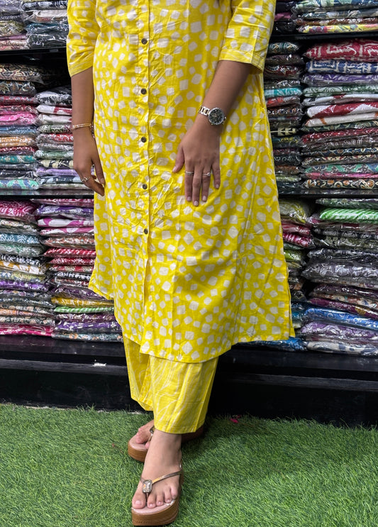 ALINE KURTI WITH PLAZO (PURE CAMRIC COTTON)