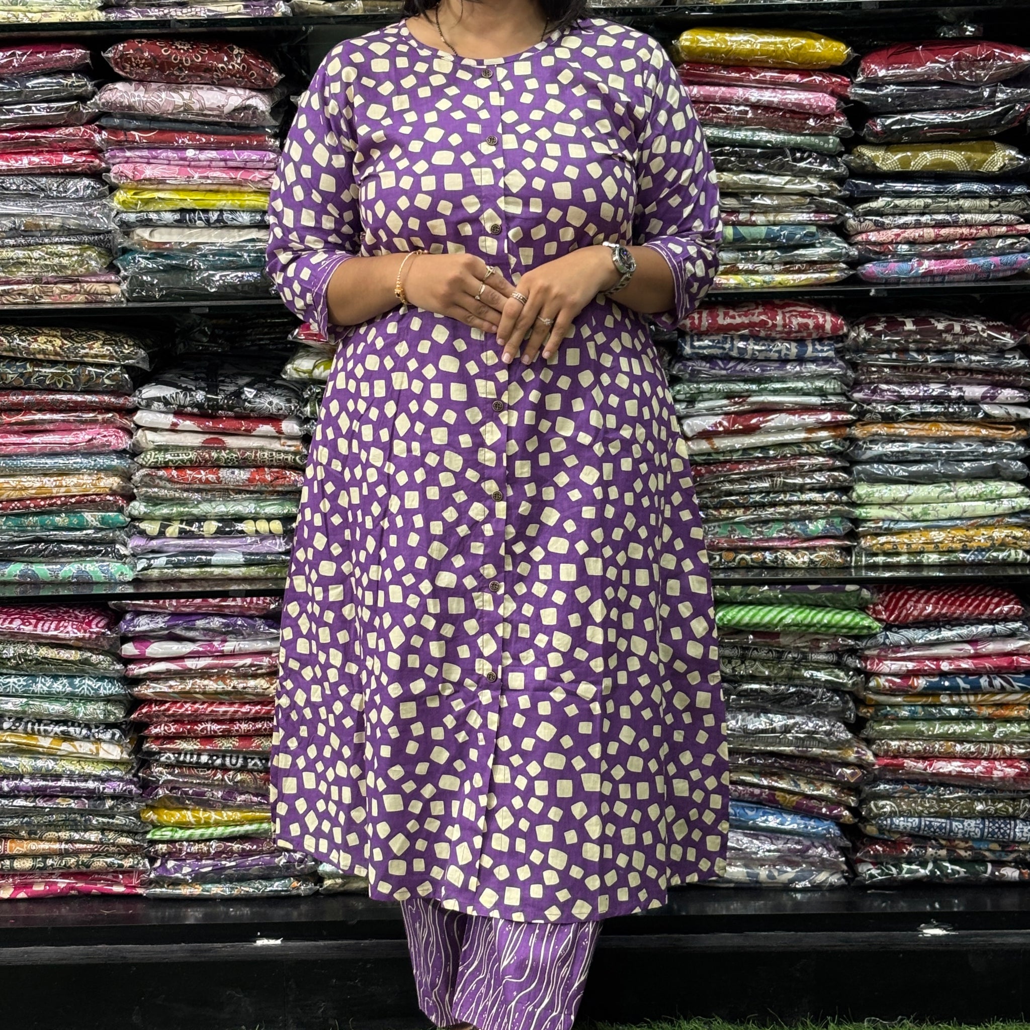 ALINE KURTI WITH PLAZO (PURE CAMRIC COTTON)