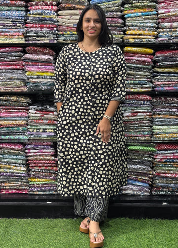 ALINE KURTI WITH PLAZO (PURE CAMRIC COTTON)