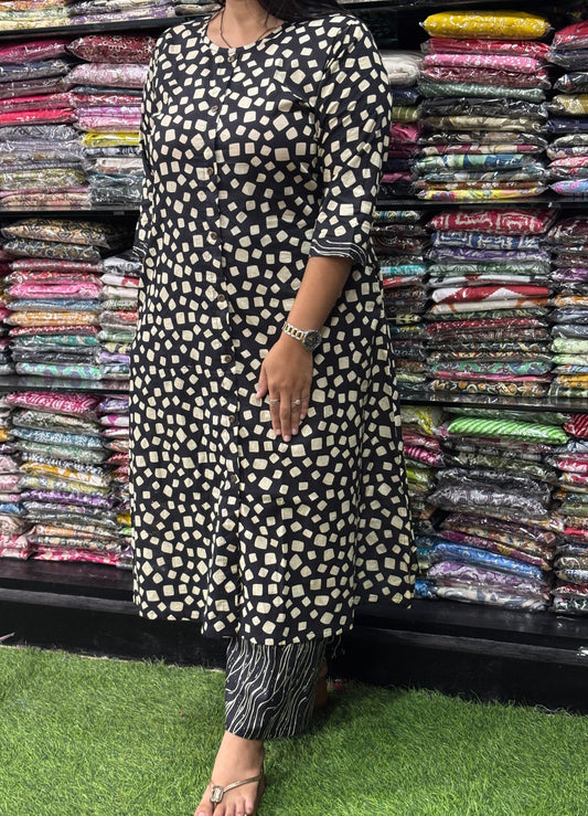 ALINE KURTI WITH PLAZO (PURE CAMRIC COTTON)