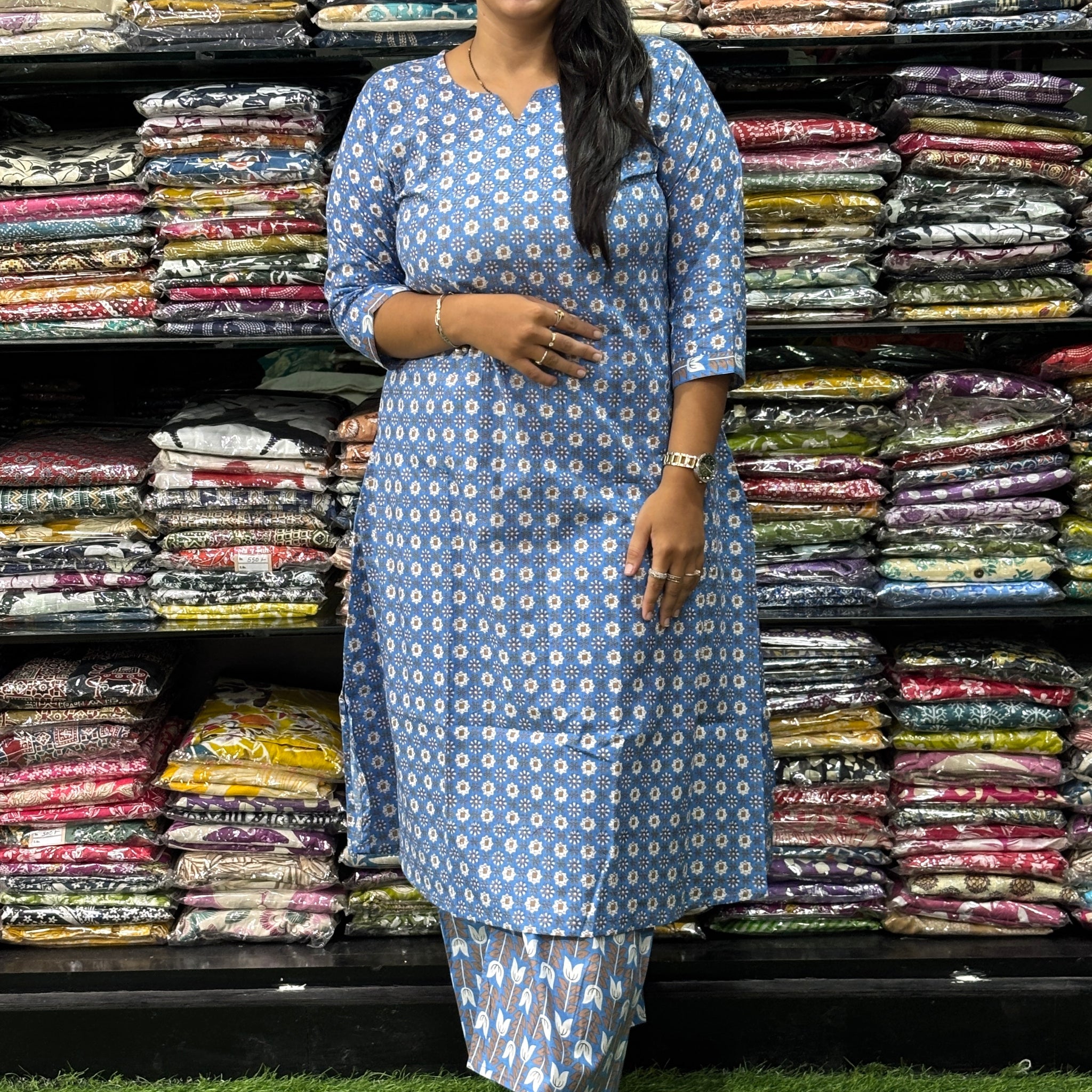 ALINE KURTI WITH PLAZO (PURE CAMRIC COTTON)