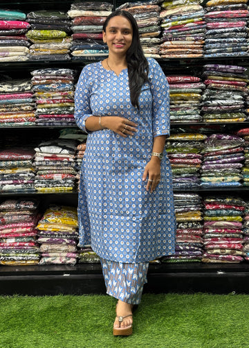 ALINE KURTI WITH PLAZO (PURE CAMRIC COTTON)