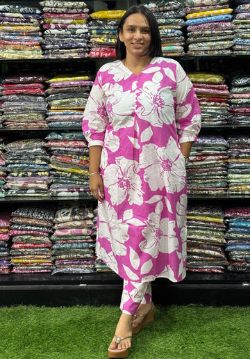 ALINE KURTI-PANT (EXPORT CAMRIC COTTON)