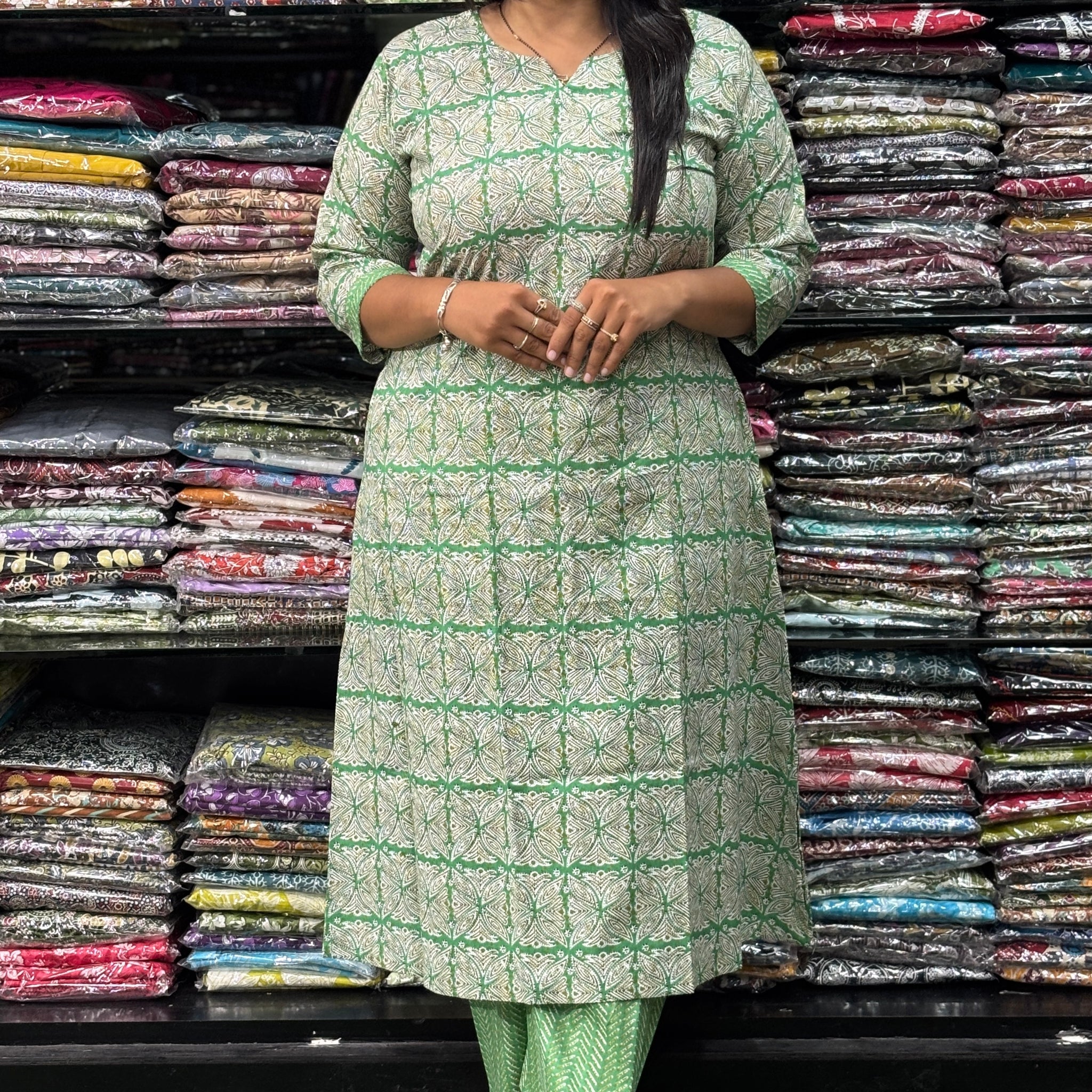 ALINE KURTI-PLAZO (PURE CAMRIC COTTON)