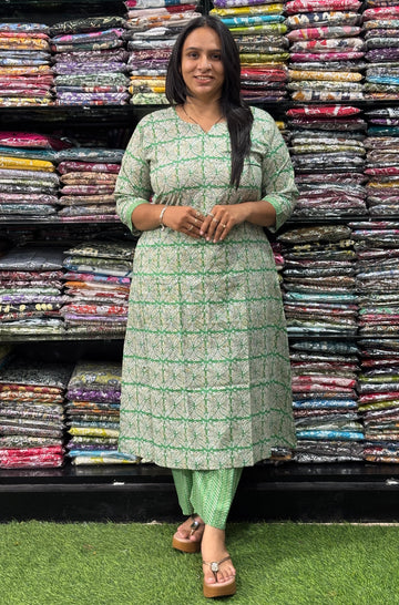 ALINE KURTI-PLAZO (PURE CAMRIC COTTON)