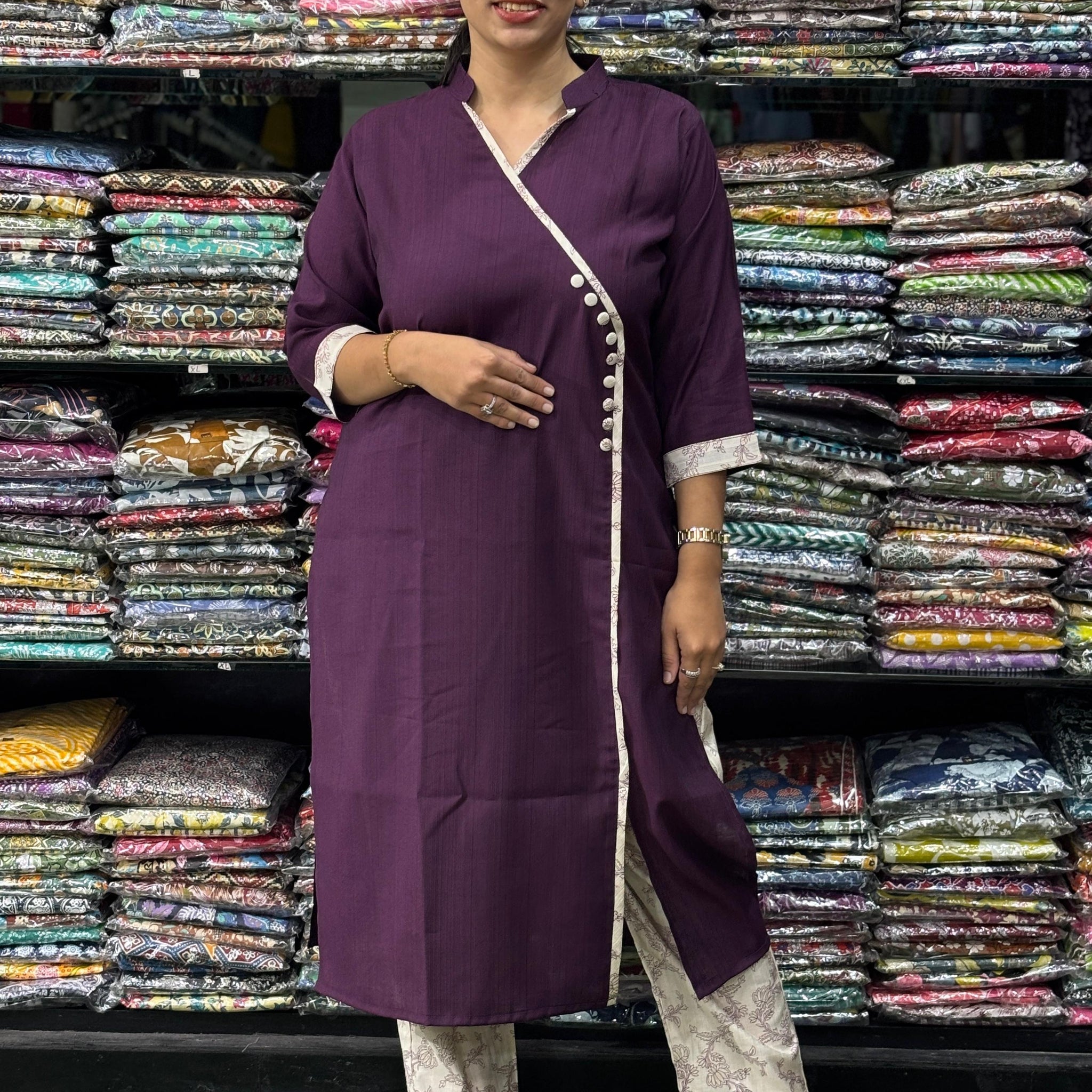 POLY COTTON ANGRAKHA STRAIGHT KURTI & PANT