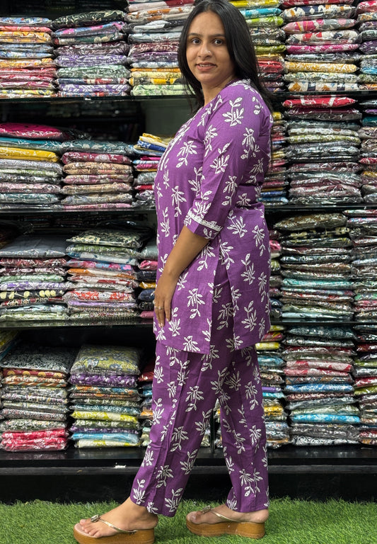 STRAIGHT TUNIC-PLAZO (PURE CAMRIC COTTON)