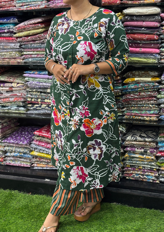 ALINE KURTI-PLAZO (PURE CAMRIC COTTON)