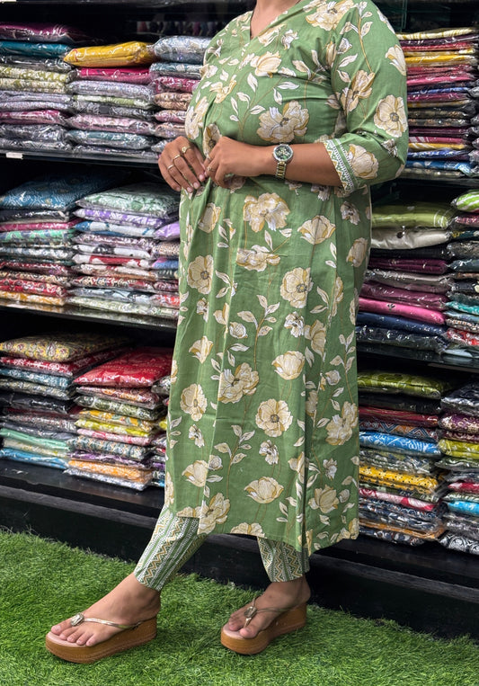 ALINE KURTI-PANT (PURE CAMRIC COTTON)