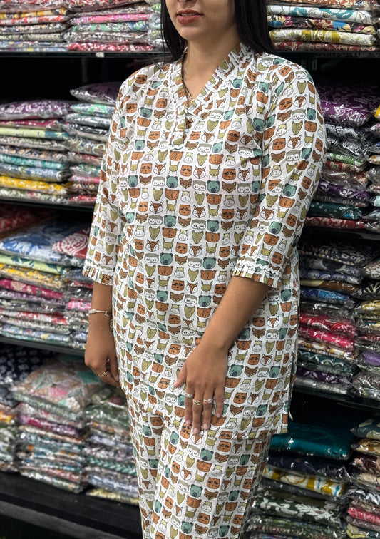 STRAIGHT TUNIC-PLAZO (PURE COTTON)