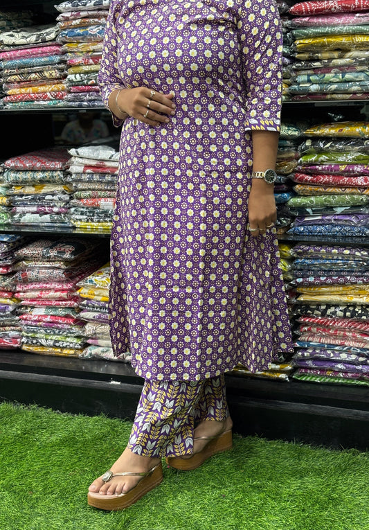 ALINE KURTI WITH PLAZO (PURE CAMRIC COTTON)