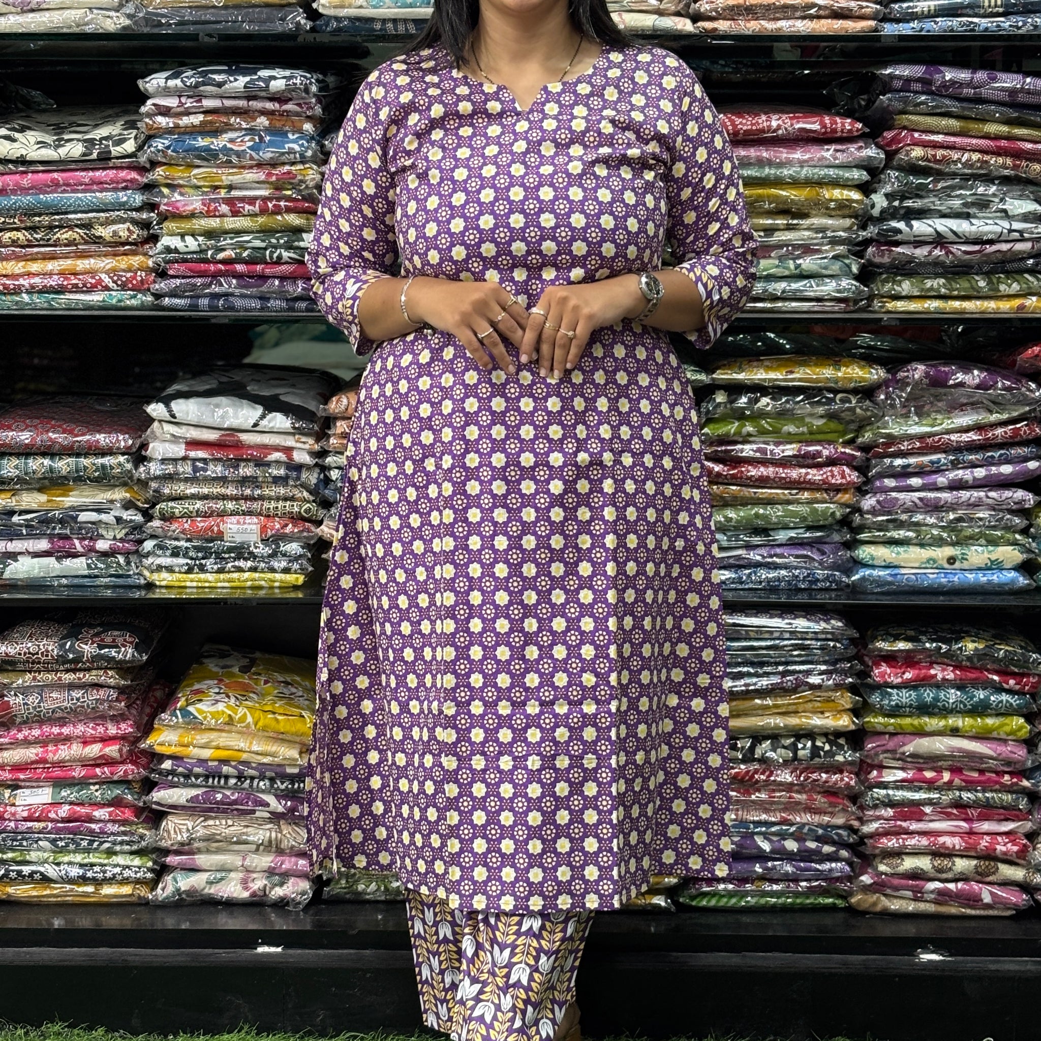 ALINE KURTI WITH PLAZO (PURE CAMRIC COTTON)
