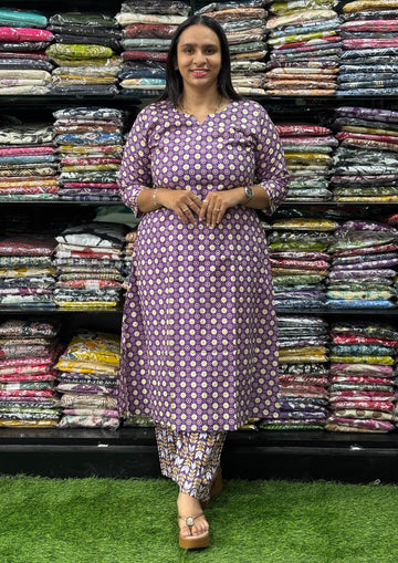 ALINE KURTI WITH PLAZO (PURE CAMRIC COTTON)