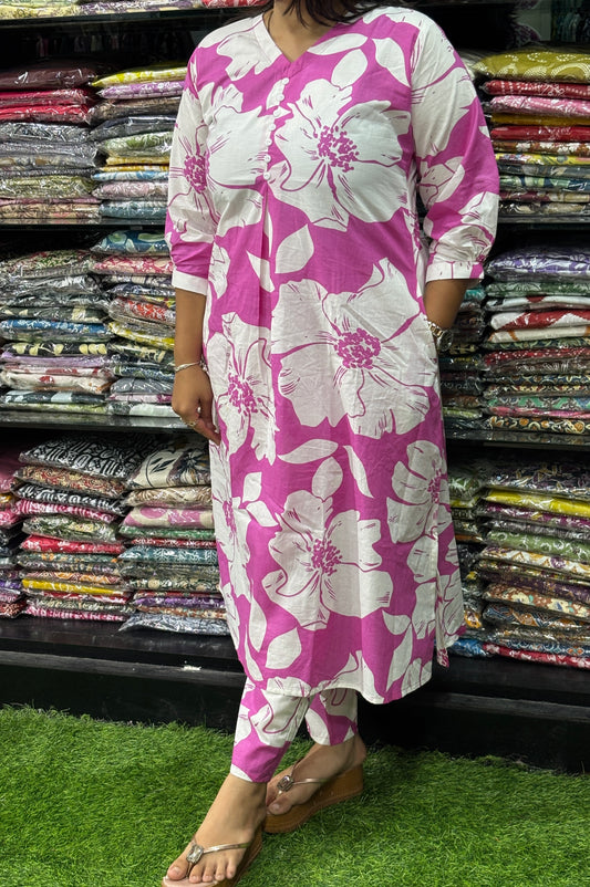 ALINE KURTI-PANT (EXPORT CAMRIC COTTON)