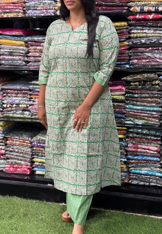 ALINE KURTI-PLAZO (PURE CAMRIC COTTON)