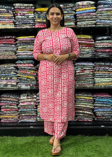 STRAIGHT KURTI-PLAZO (RAYON)