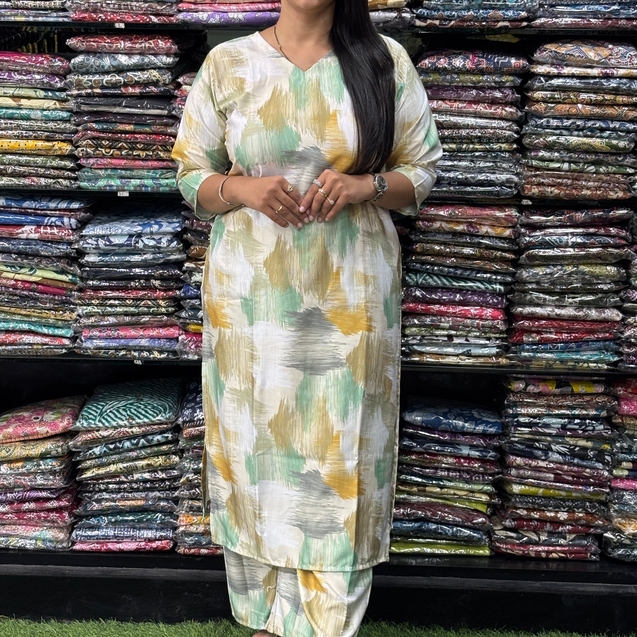 STRAIGHT KURTI-PLAZO (POLY COTTON SLUB, DIGITAL PRINT)