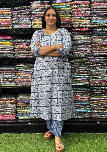 ALINE KURTI-PLAZO (PURE CAMRIC COTTON)