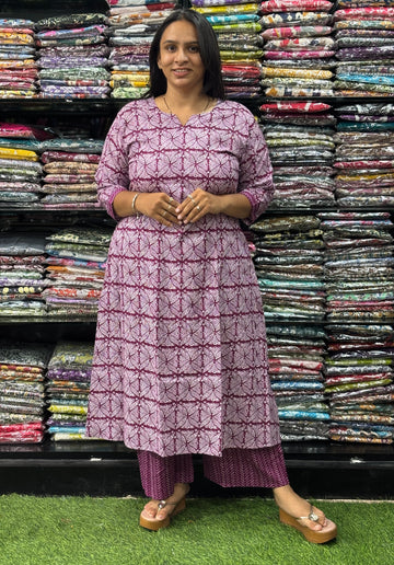 ALINE KURTI-PLAZO (PURE CAMRIC COTTON)