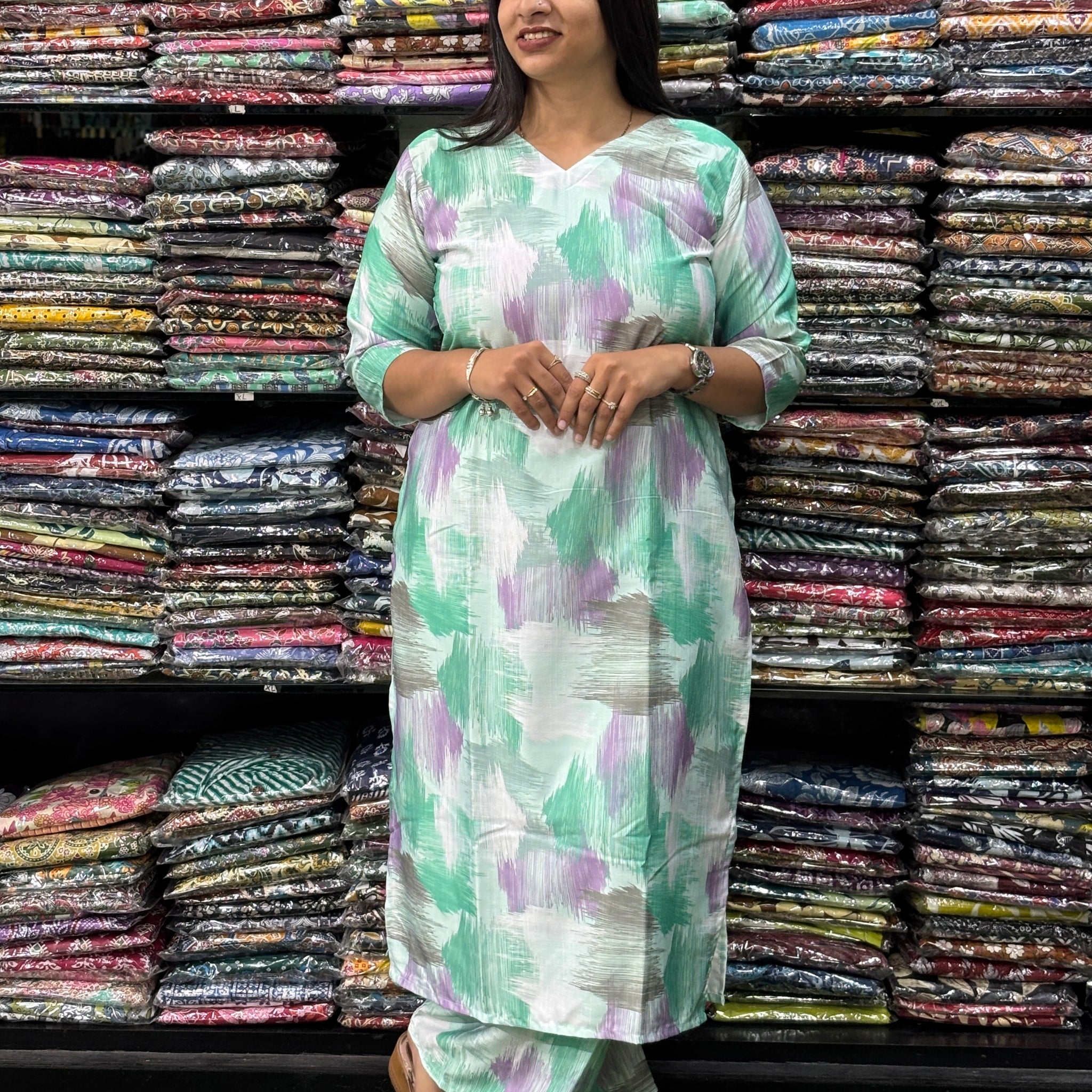 STRAIGHT KURTI-PLAZO (POLY COTTON SLUB, DIGITAL PRINT)