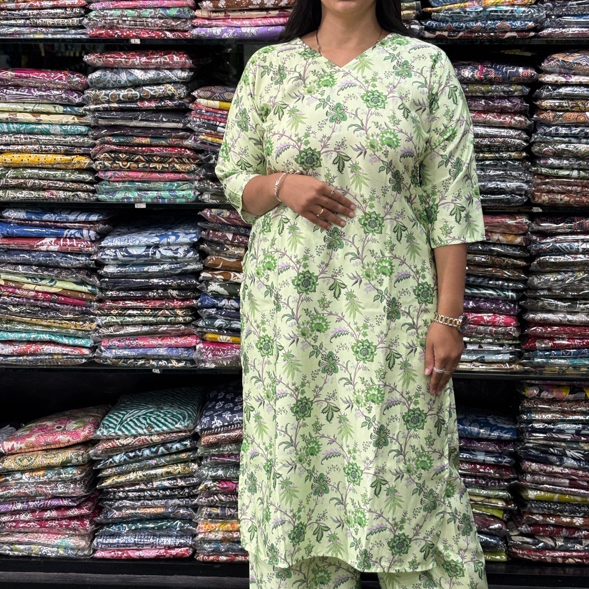 STRAIGHT KURTI-PLAZO (POLY COTTON SLUB, DIGITAL PRINT)