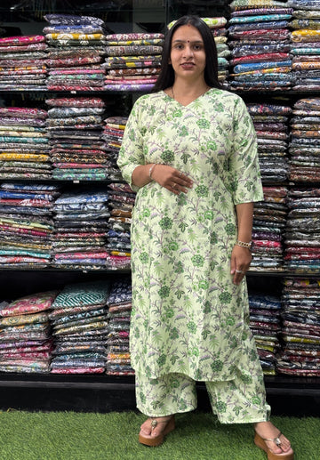 STRAIGHT KURTI-PLAZO (POLY COTTON SLUB, DIGITAL PRINT)